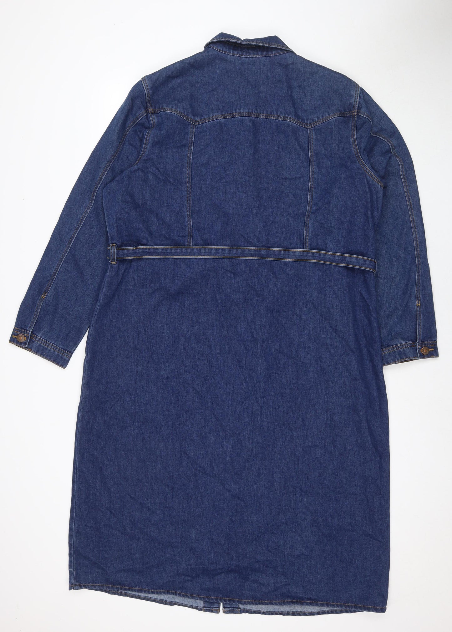 George Womens Blue Cotton Shirt Dress Size 20 Collared Button