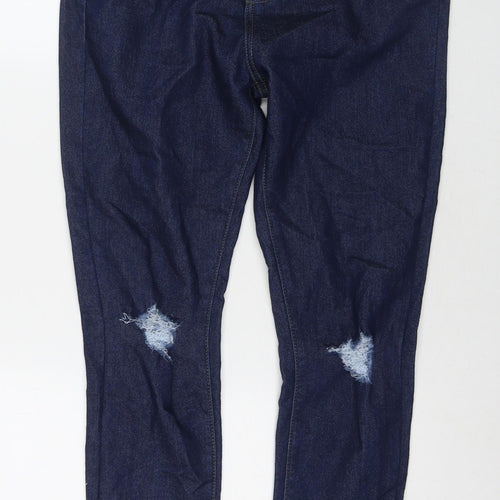 Boohoo Womens Blue Cotton Skinny Jeans Size 10 L27 in Regular Zip