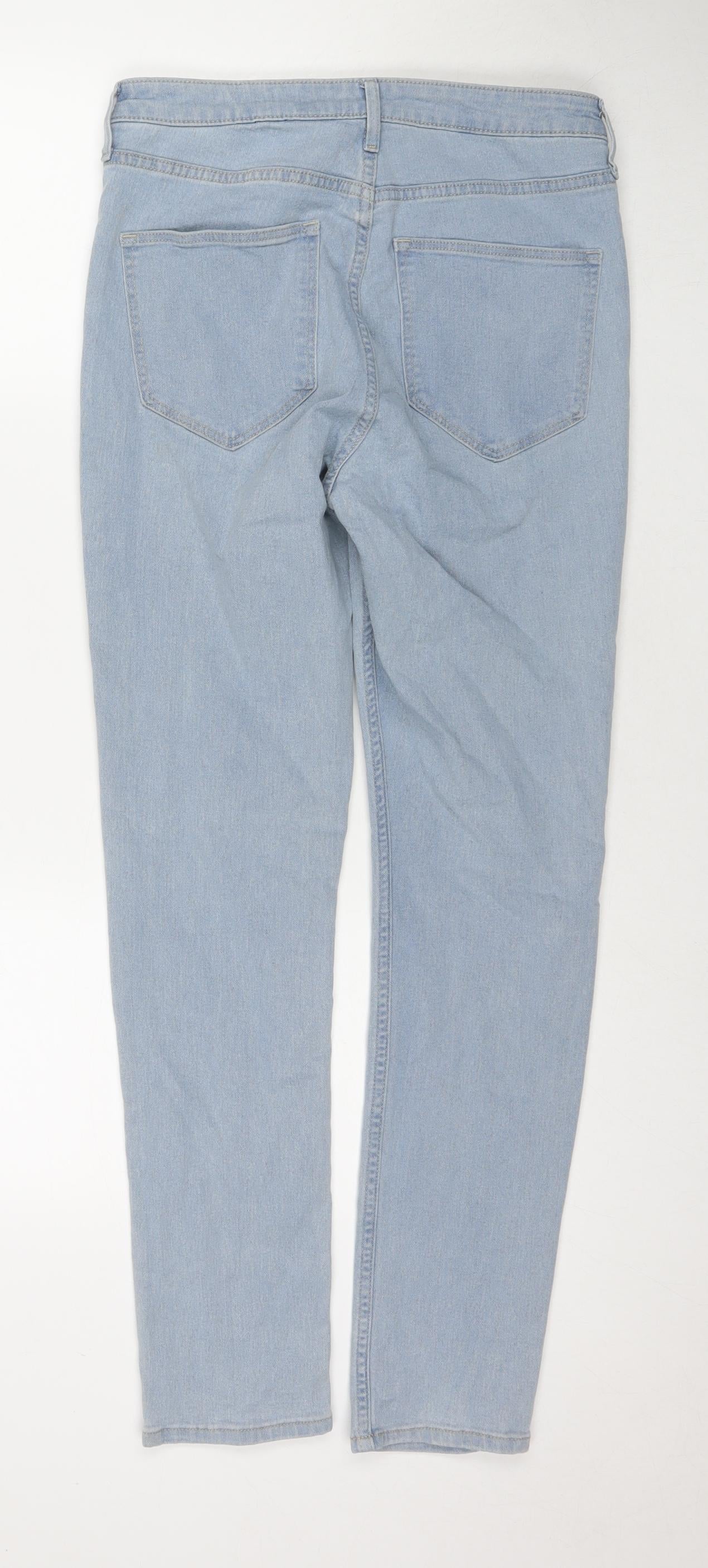 H&M Womens Blue Cotton Straight Jeans Size 30 in L29 in Slim Zip
