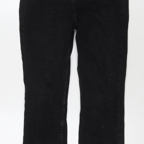 Denim & Co. Womens Black Cotton Straight Jeans Size 10 L27 in Regular Zip