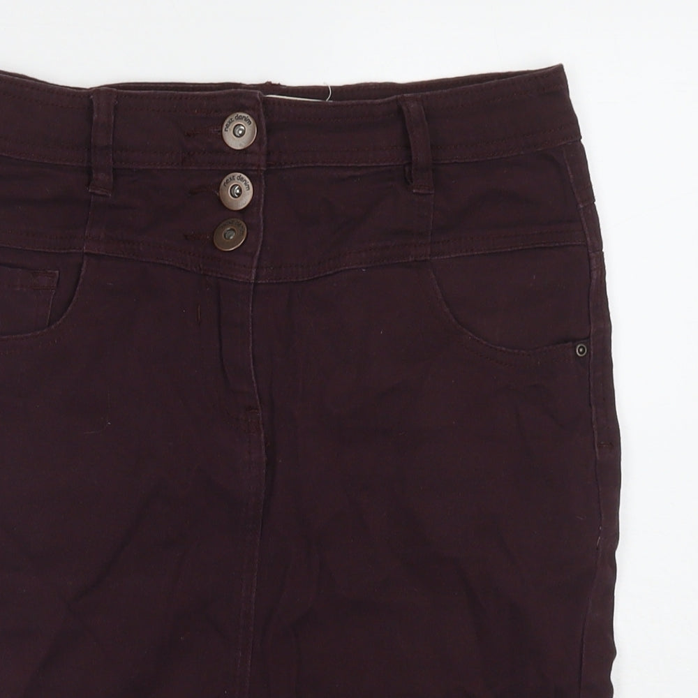 NEXT Womens Purple Cotton A-Line Skirt Size 10 Zip