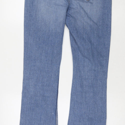 Marks and Spencer Womens Blue Cotton Bootcut Jeans Size 10 L31 in Regular Zip