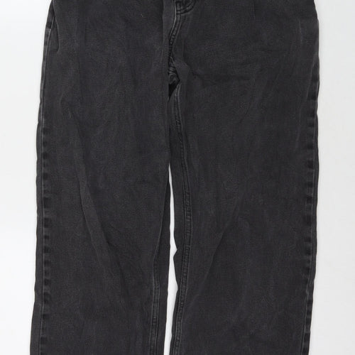 Bershka Womens Black Cotton Mom Jeans Size 30 in L28 in Regular Zip