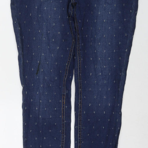 TU Womens Blue Cotton Skinny Jeans Size 12 L30 in Regular Zip - Cut Out Detail
