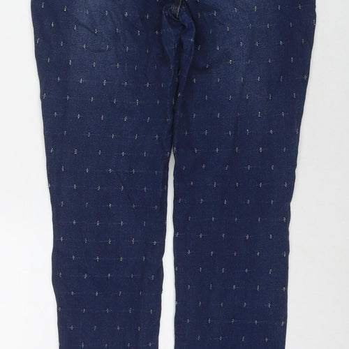 TU Womens Blue Cotton Skinny Jeans Size 12 L30 in Regular Zip - Cut Out Detail