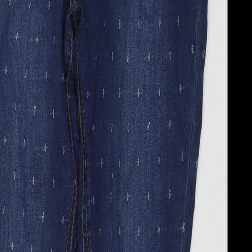 TU Womens Blue Cotton Skinny Jeans Size 12 L30 in Regular Zip - Cut Out Detail