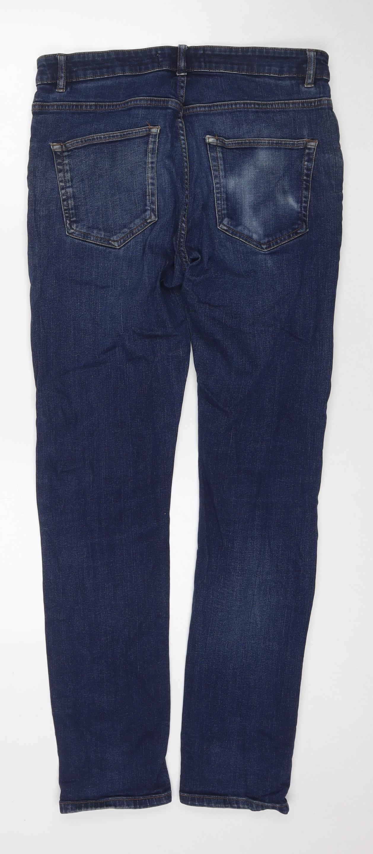 NEXT Mens Blue Cotton Straight Jeans Size 32 in L31 in Regular Zip