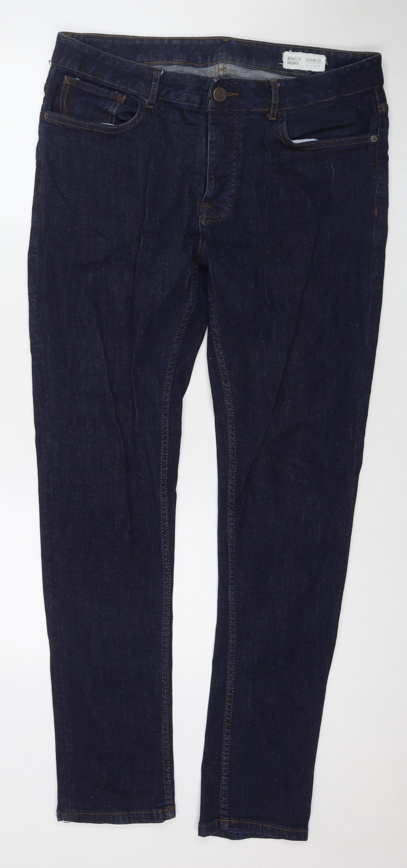 Denim & Co. Mens Blue Cotton Skinny Jeans Size 34 in L32 in Regular Zip