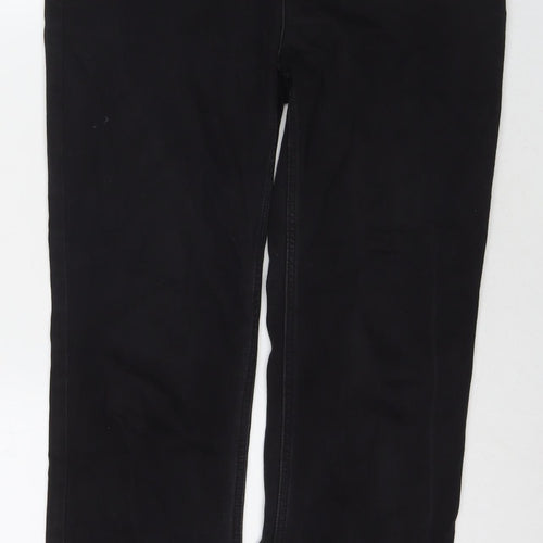 Marks and Spencer Womens Black Cotton Straight Jeans Size 12 L28 in Regular Zip