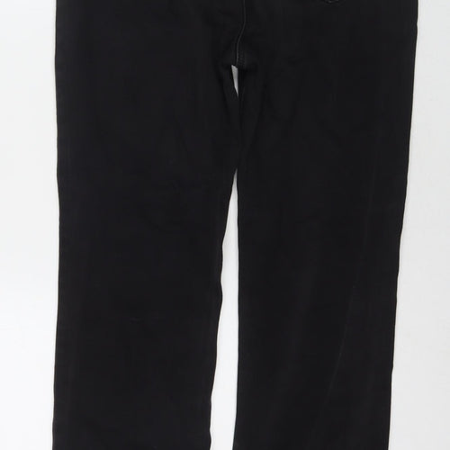 Marks and Spencer Womens Black Cotton Straight Jeans Size 12 L28 in Regular Zip