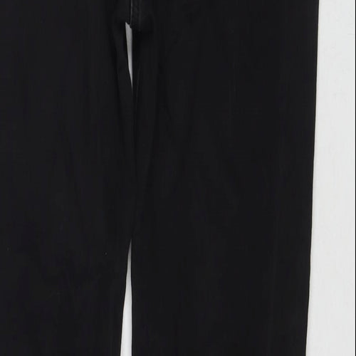 Marks and Spencer Womens Black Cotton Straight Jeans Size 12 L28 in Regular Zip