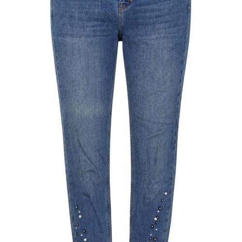 Zara Womens Blue Cotton Skinny Jeans Size 10 L27 in Regular Zip - Pearl Detail