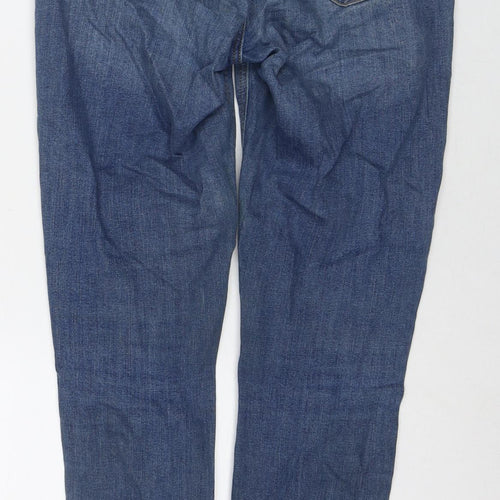 Zara Womens Blue Cotton Skinny Jeans Size 10 L27 in Regular Zip - Pearl Detail