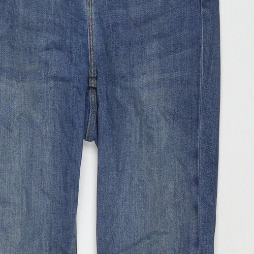Zara Womens Blue Cotton Skinny Jeans Size 10 L27 in Regular Zip - Pearl Detail