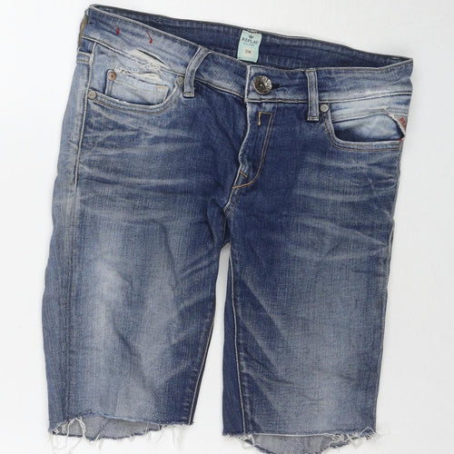 Replay Mens Blue Cotton Bermuda Shorts Size 28 in L9 in Regular Zip - Customized Shorts