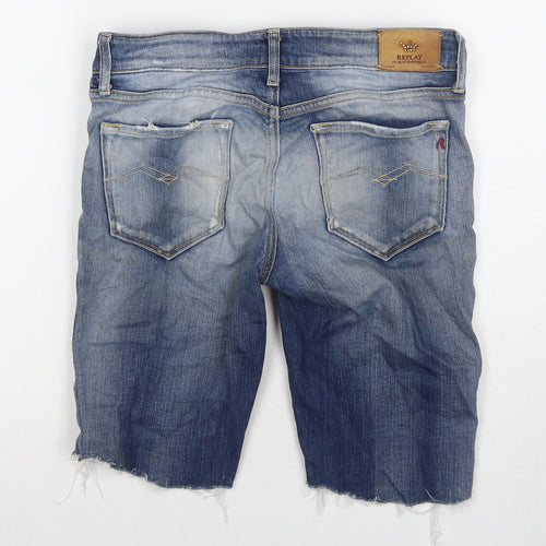 Replay Mens Blue Cotton Bermuda Shorts Size 28 in L9 in Regular Zip - Customized Shorts