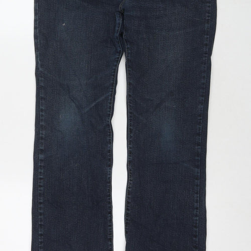 Per Una Womens Blue Cotton Bootcut Jeans Size 12 L31 in Regular Zip