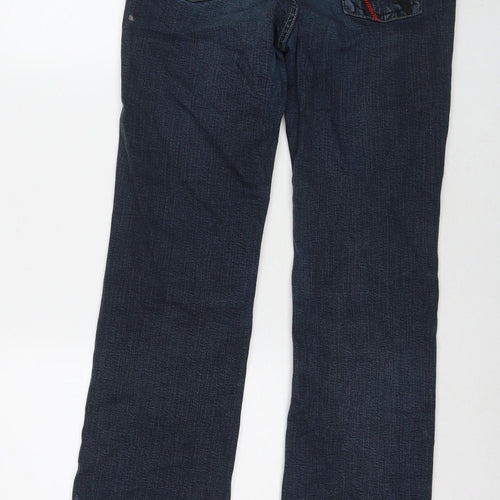 Per Una Womens Blue Cotton Bootcut Jeans Size 12 L31 in Regular Zip