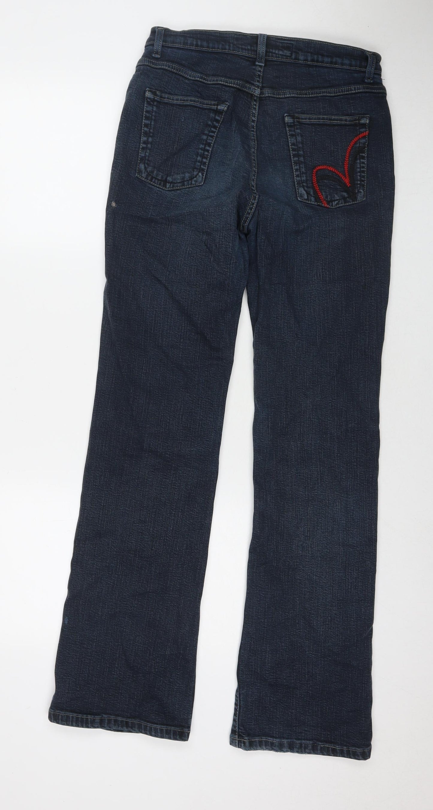 Per Una Womens Blue Cotton Bootcut Jeans Size 12 L31 in Regular Zip