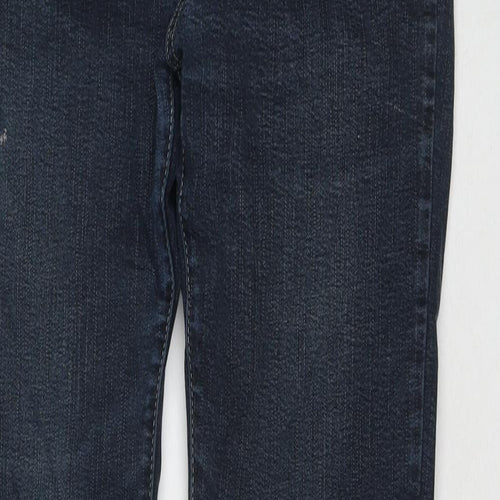Per Una Womens Blue Cotton Bootcut Jeans Size 12 L31 in Regular Zip