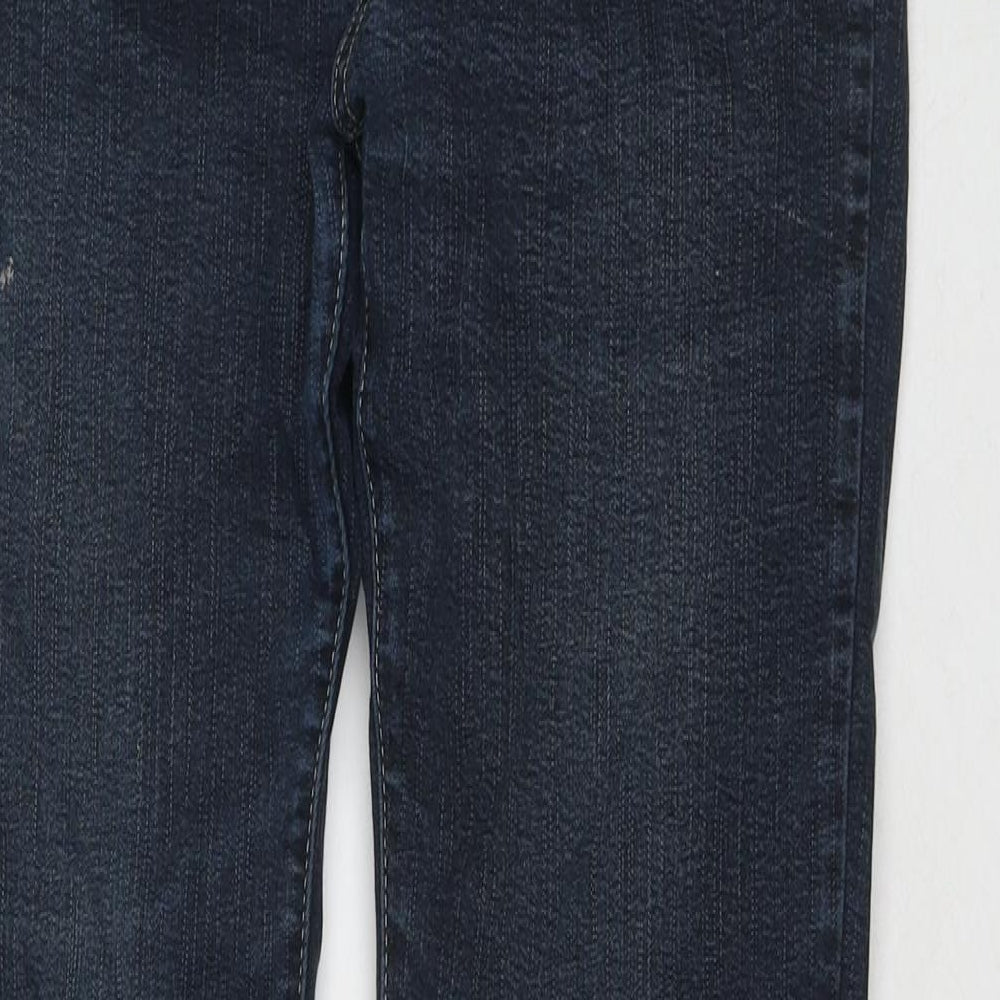 Per Una Womens Blue Cotton Bootcut Jeans Size 12 L31 in Regular Zip