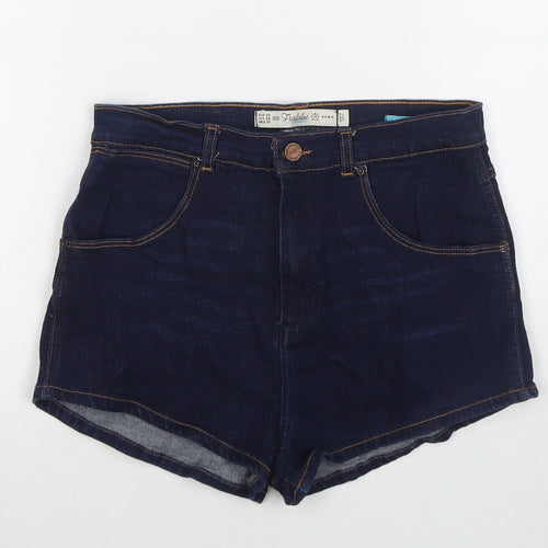 Zara Womens Blue Polyester Blend Hot Pants Shorts Size 12 L3 in Regular Zip