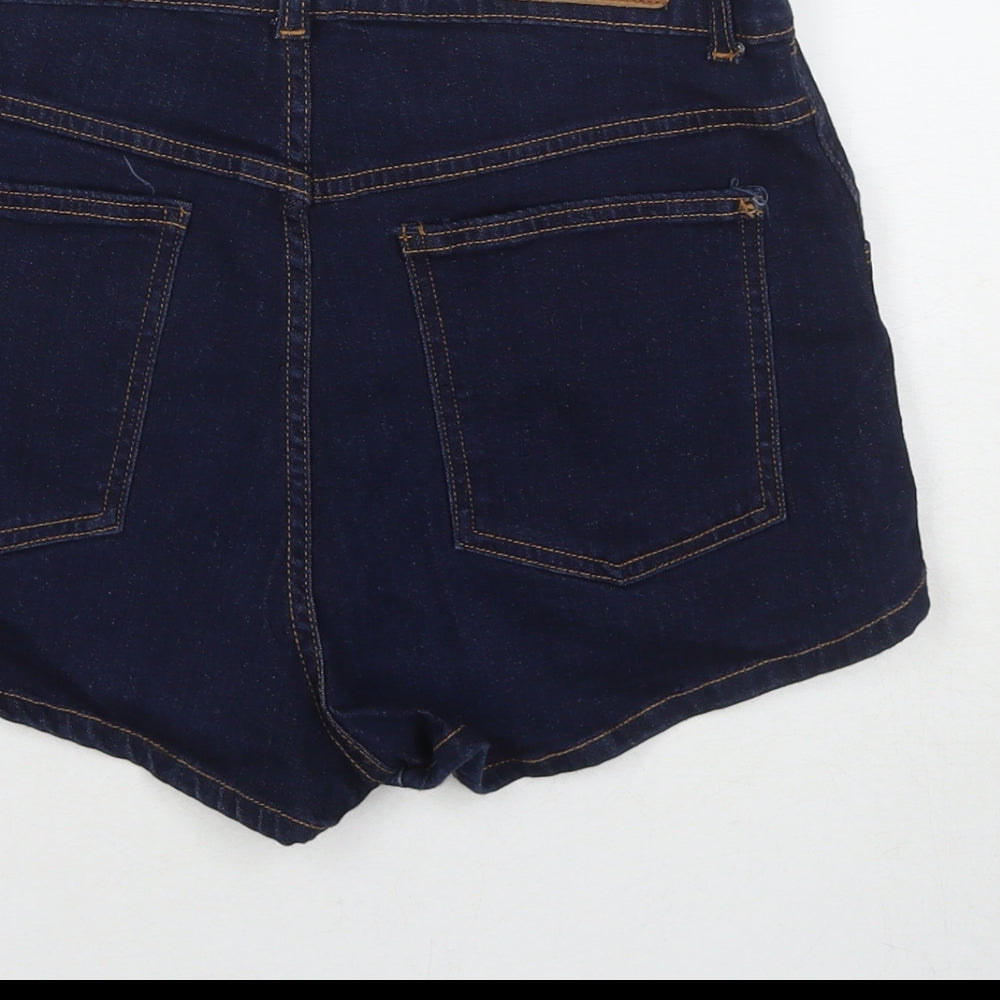 Zara Womens Blue Polyester Blend Hot Pants Shorts Size 12 L3 in Regular Zip