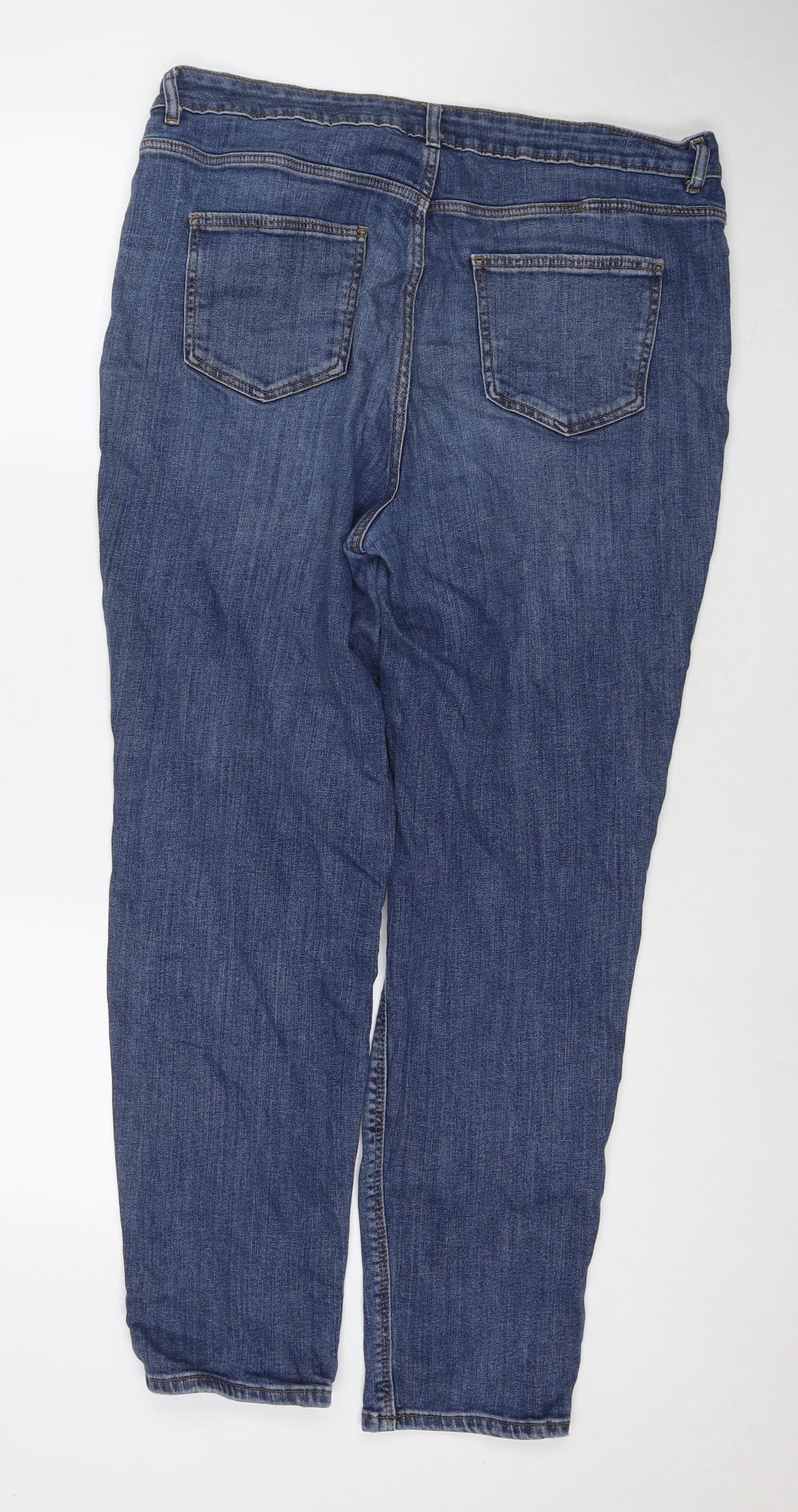 TU Womens Blue Cotton Boyfriend Jeans Size 16 L28 in Regular Zip