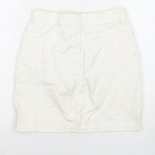 Missguided Womens White Cotton A-Line Skirt Size 10 Zip