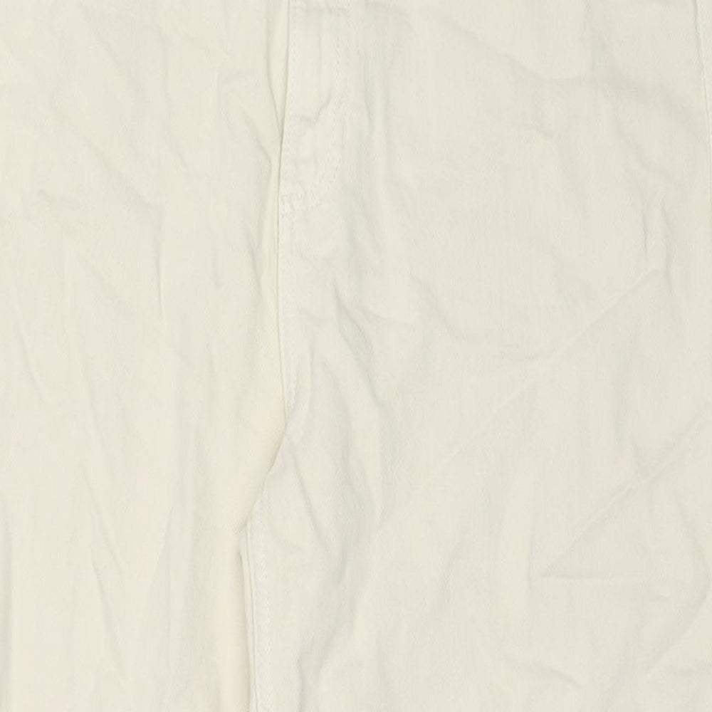 Marks and Spencer Womens Beige Cotton Wide-Leg Jeans Size 16 L27 in Regular Zip