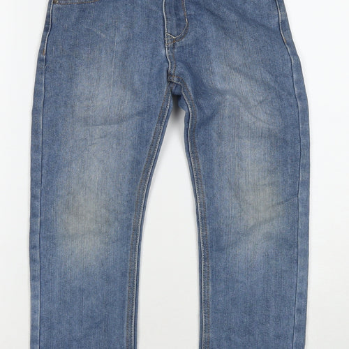 George Boys Blue Cotton Straight Jeans Size 7-8 Years L21 in Regular Zip