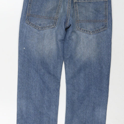 George Boys Blue Cotton Straight Jeans Size 7-8 Years L21 in Regular Zip
