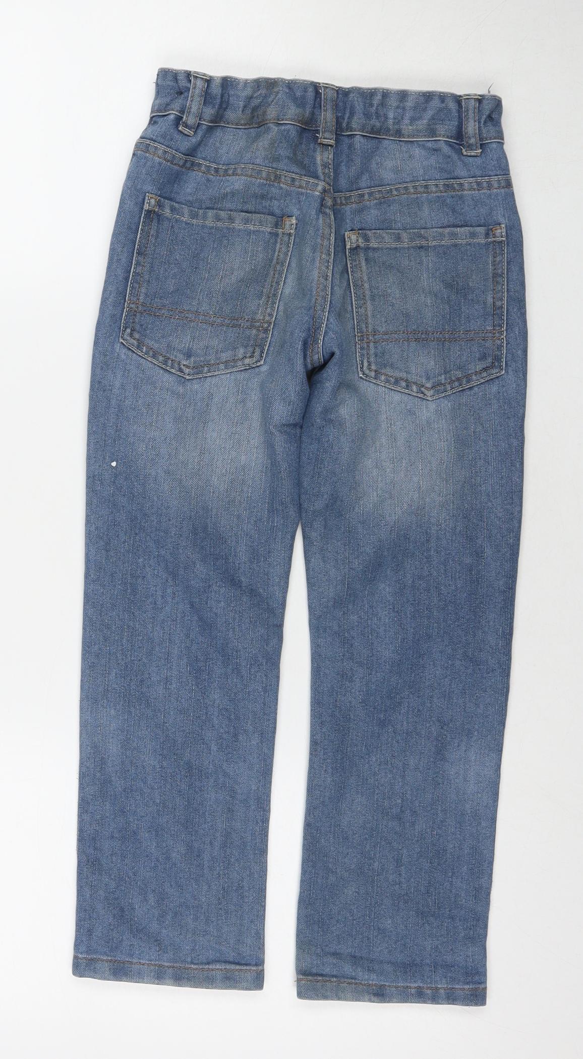 George Boys Blue Cotton Straight Jeans Size 7-8 Years L21 in Regular Zip