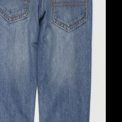 George Boys Blue Cotton Straight Jeans Size 7-8 Years L21 in Regular Zip