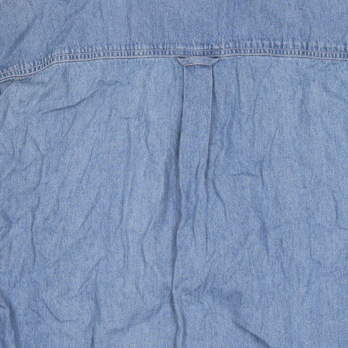 New Fast Mens Blue Cotton Button-Up Size M Collared Button