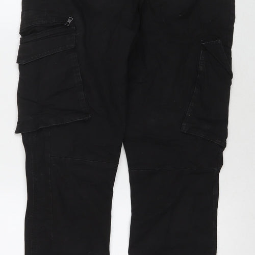 Denim & Co. Mens Black Cotton Tapered Jeans Size M L30 in Regular Zip - Cargo Style