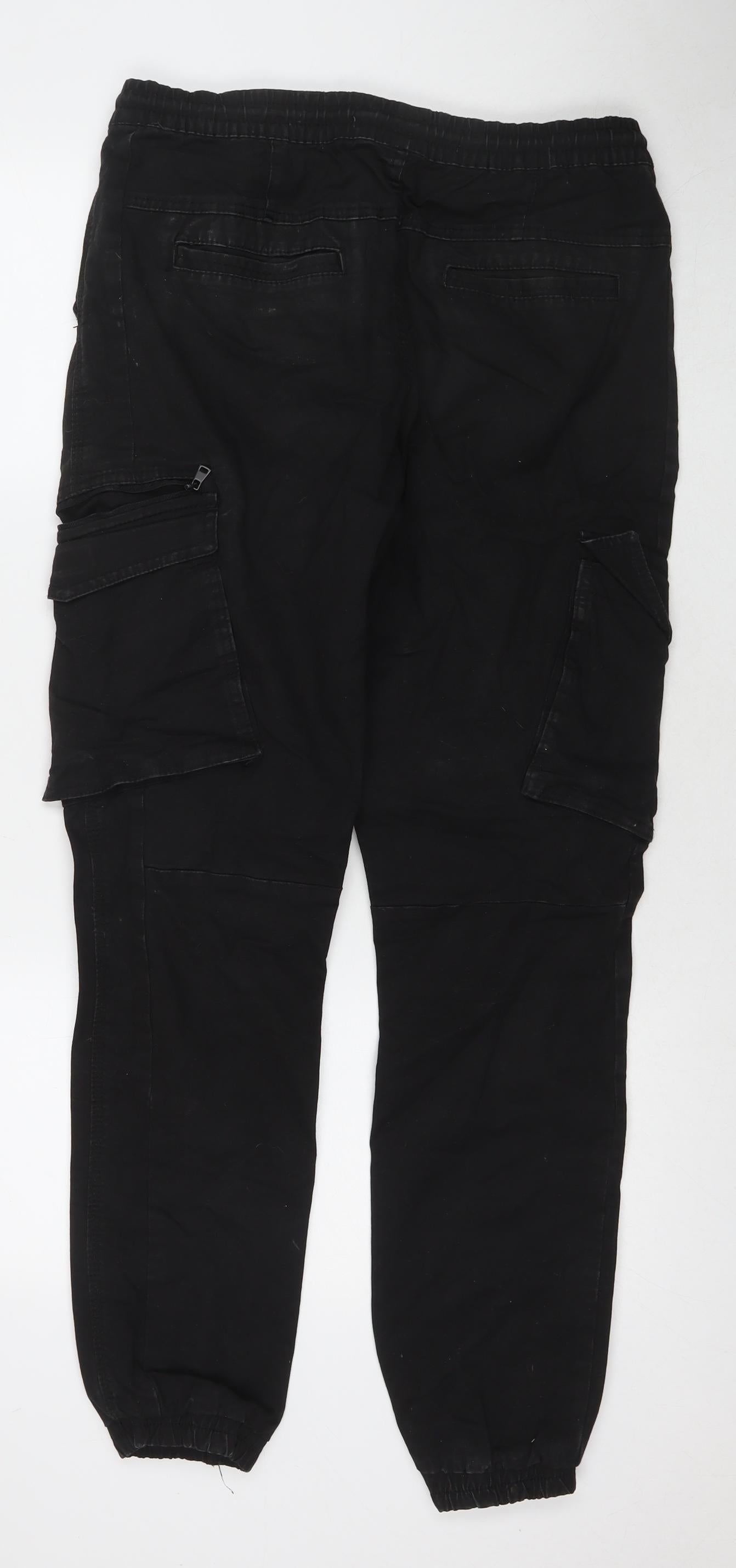 Denim & Co. Mens Black Cotton Tapered Jeans Size M L30 in Regular Zip - Cargo Style