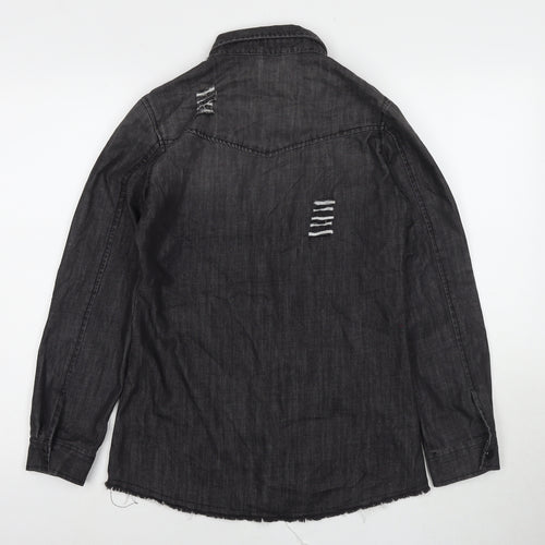 I SAW IT FIRST Womens Black Cotton Basic Button-Up Size 8 Collared