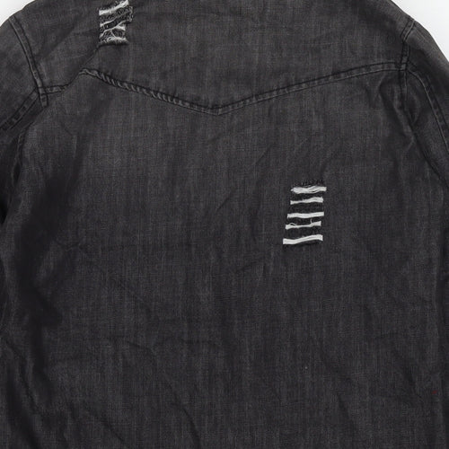 I SAW IT FIRST Womens Black Cotton Basic Button-Up Size 8 Collared