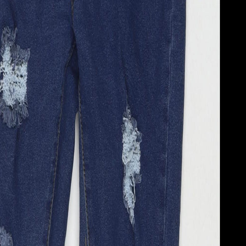 Boohoo Womens Blue Cotton Skinny Jeans Size 10 L29 in Regular Zip