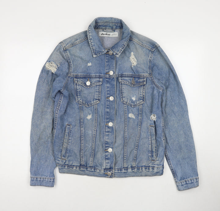 Authentic Denim Girls Blue Jacket Size 14-15 Years Button - Distressed