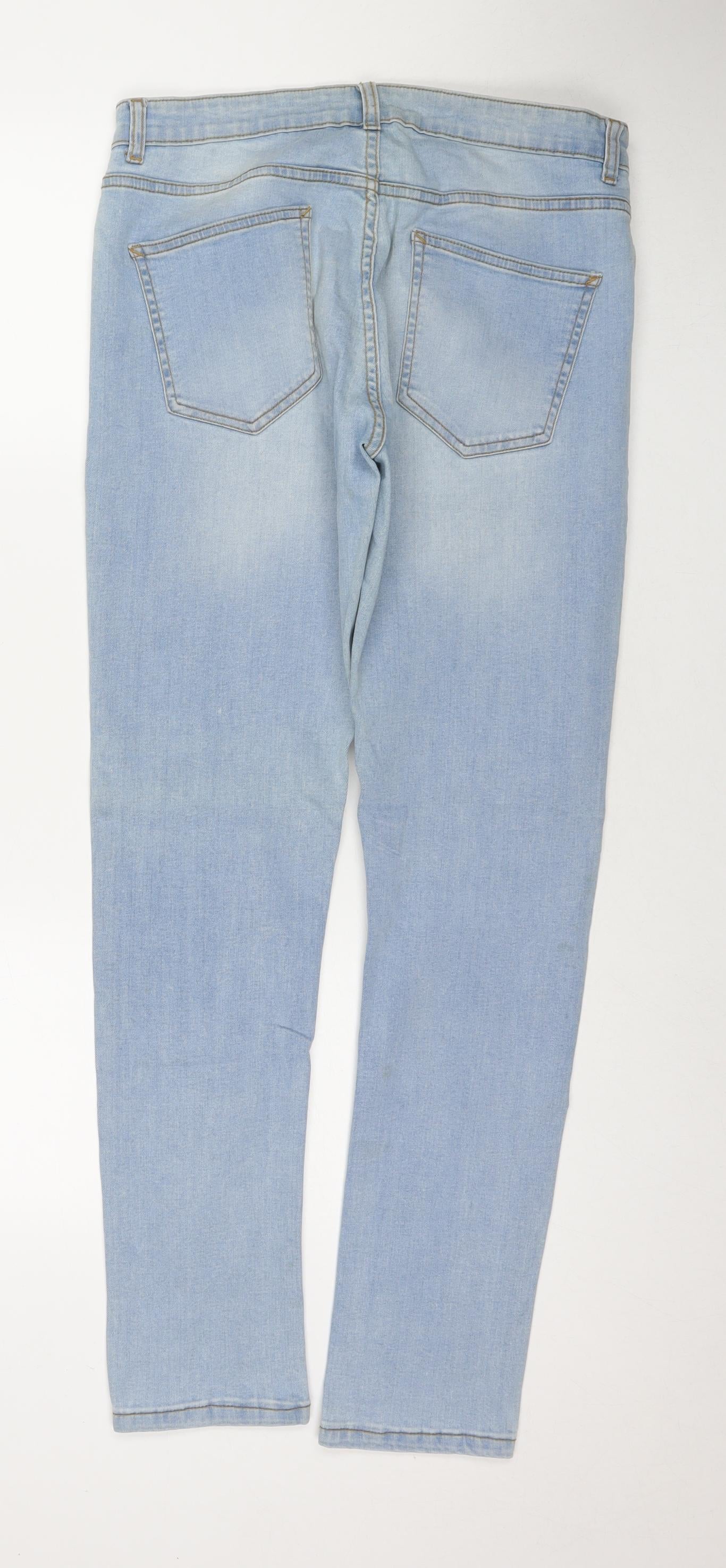 Denim & Co. Mens Blue Cotton Straight Jeans Size 32 in L32 in Regular Zip