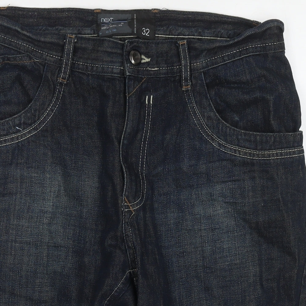 NEXT Mens Blue Cotton Bermuda Shorts Size 32 in L12 in Regular Zip