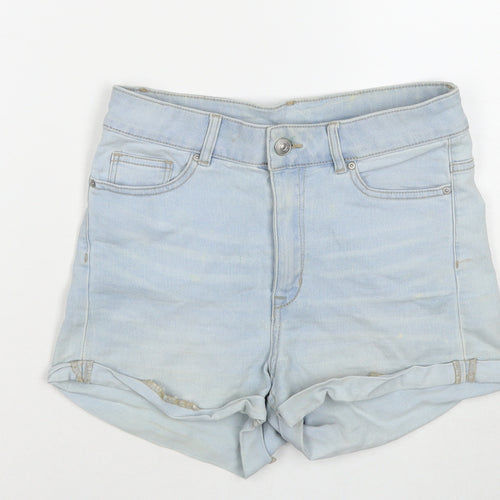 Divided by H&M Womens Blue Cotton Mom Shorts Size 10 L3 in Regular Zip