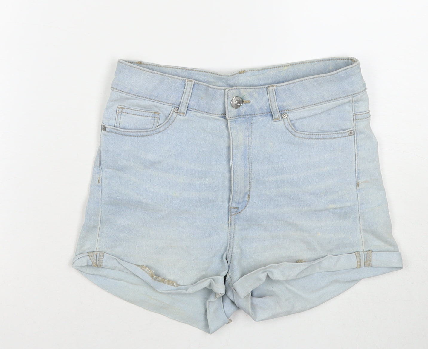 Divided by H&M Womens Blue Cotton Mom Shorts Size 10 L3 in Regular Zip