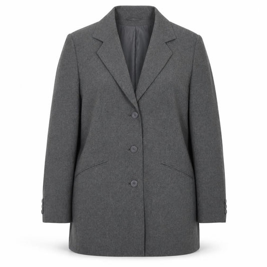 Front view of Classics women’s grey jacket blazer, size UK 12, button