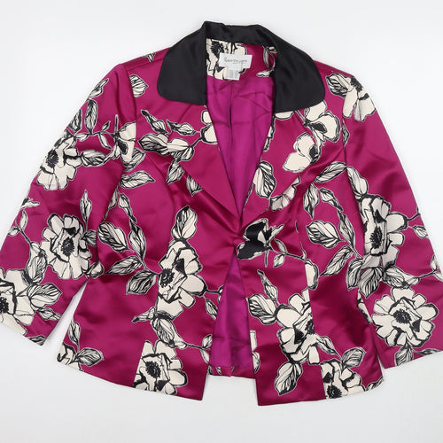 Peter Martin Womens Purple Floral Jacket Blazer Size 16 Button