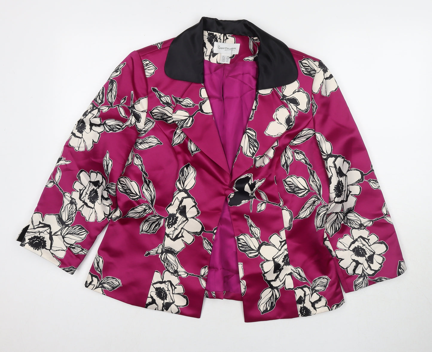 Peter Martin Womens Purple Floral Jacket Blazer Size 16 Button
