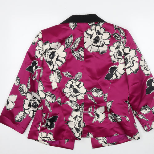 Peter Martin Womens Purple Floral Jacket Blazer Size 16 Button