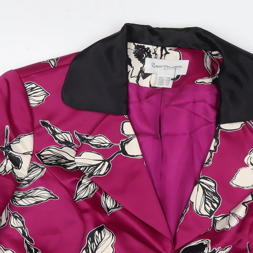 Peter Martin Womens Purple Floral Jacket Blazer Size 16 Button
